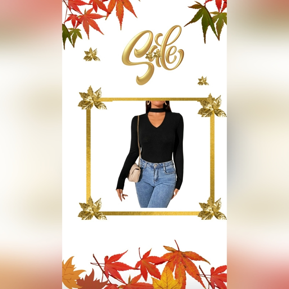 Black cropped long sleeve black      V neck choker top